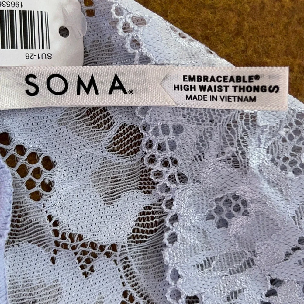 Soma Womens Small Blue Brown Embraceable High Waist Lace Thong Underwear 2pk NWT